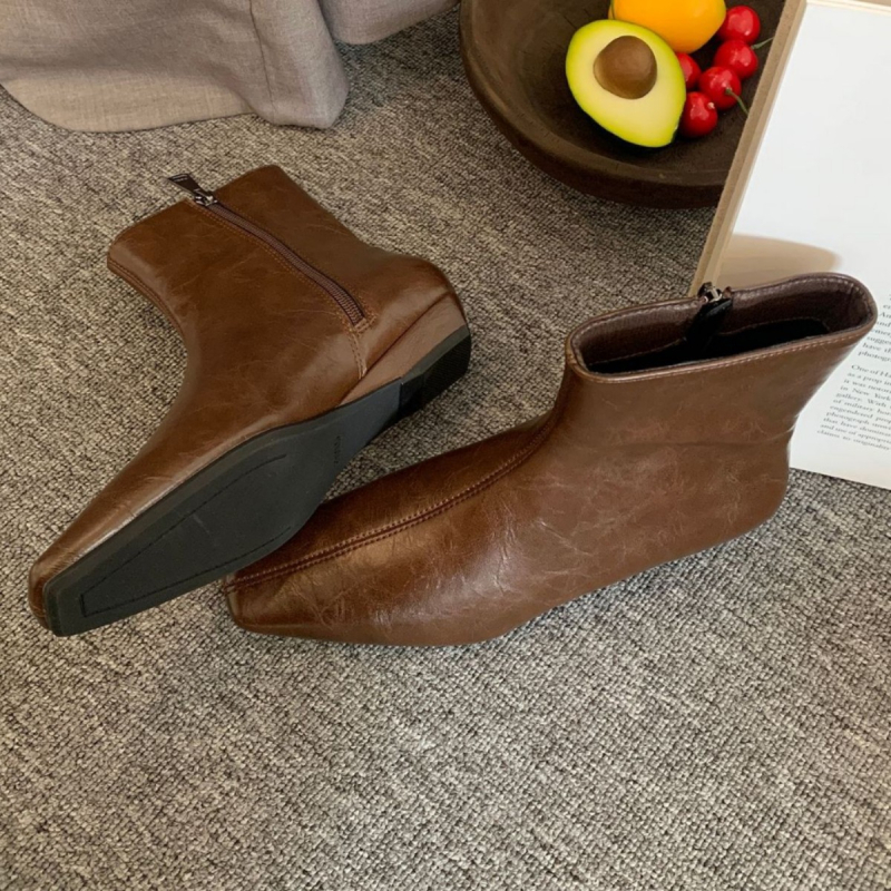 Madingi moterų batai su Super Fiber viršutine dalimi, gumos padas, žemas 1-3 cm kulnas, šoninis užtrauktukas