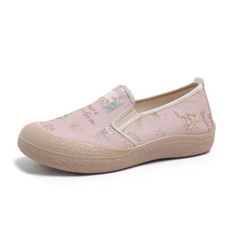 Pantofi Fisherman pentru femei, din canvas, slip-on, talie joasă, vârf rotund