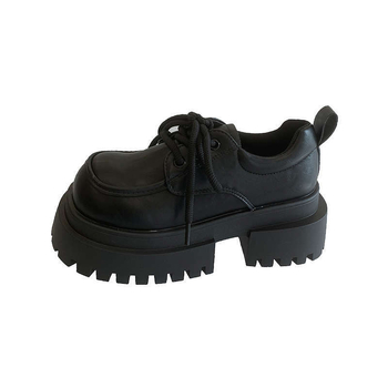 Loafers în stil Mary Jane, vârf rotund, PU partea superioară, talpă din cauciuc, toc mediu 3-5 cm