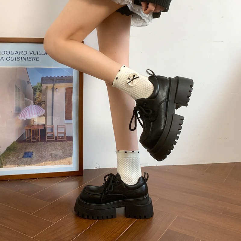 Loafers în stil Mary Jane, vârf rotund, PU partea superioară, talpă din cauciuc, toc mediu 3-5 cm