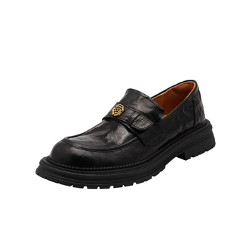 Loafers, vintage-stílus, felső rész tehénbőr, vastag sarok, gumitalp
