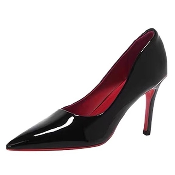 Pantofi cu toc înalt, vârf ascuțit, partea superioară din microfibră, toc de 6–8 cm, talpă din cauciuc