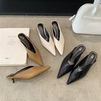 Pantofi Mary Jane cu vârf ascuțit, partea superioară PU, toc redus, talpă moale, căptușeală din microfibră