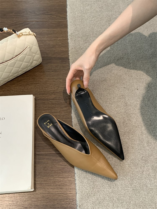 Pantofi Mary Jane cu vârf ascuțit, partea superioară PU, toc redus, talpă moale, căptușeală din microfibră