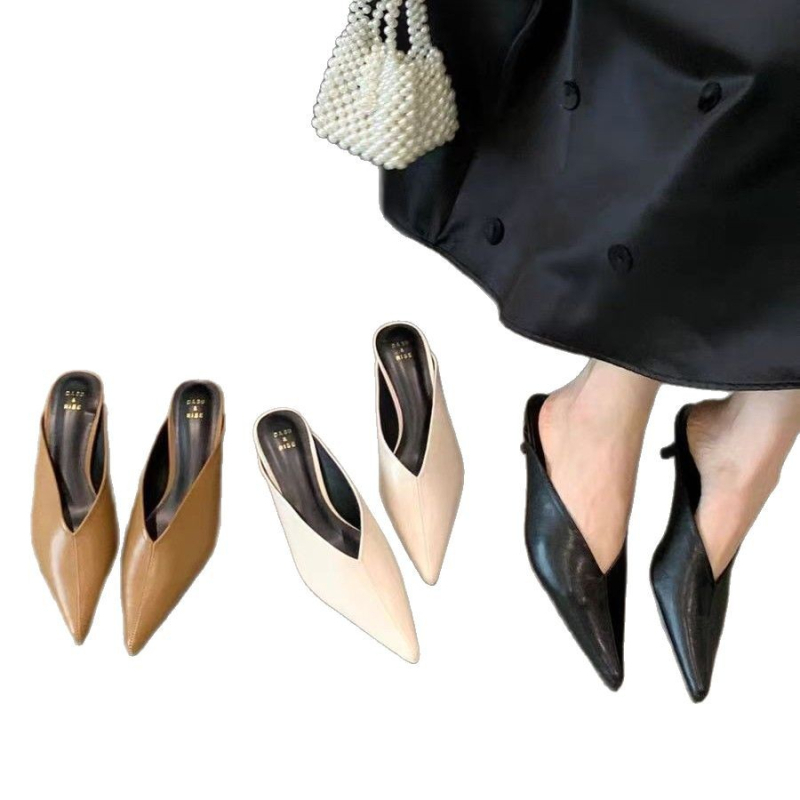 Pantofi Mary Jane cu vârf ascuțit, partea superioară PU, toc redus, talpă moale, căptușeală din microfibră