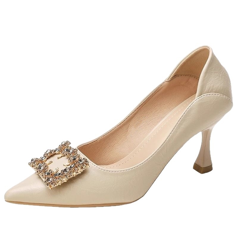 Pantofi cu toc înalt pentru femei, vârf ascuțit, toc subțire, înălțime toc 6–8 cm, material superior: super fiber, căptușeală PU