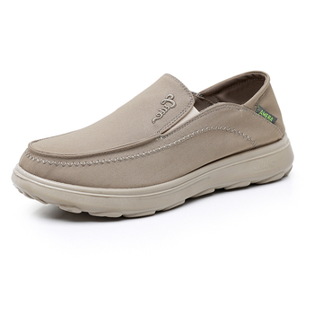 Férfi vászon loaferok, slip-on, légáteresztő, mindennapi kényelmes cipő vastag talppal, kerek orr