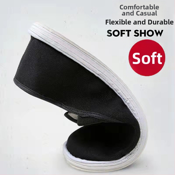 Auduma apavi slip-on, roku darbs, kokvilnas virsējā daļa, zems augšējais profils, apaļš purns