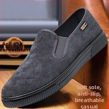 Vīriešu corduroy slip-on kurpes, zemā augšdaļa, apaļš purns, PVC zole