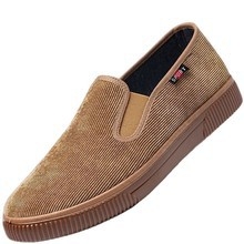 Мъжки обувки без връзки от Corduroy плат, нисък горен край, кръгъл нос, PVC подметка