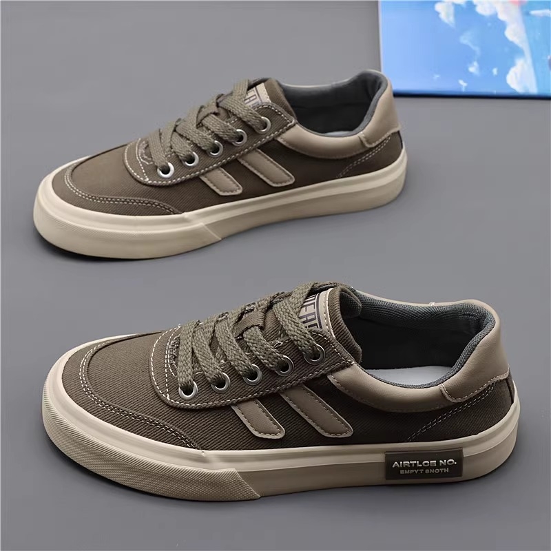 Vīriešu kanvas kurpes, korejiešu stila, elpojošas, ar šņorēm, gumijas zole