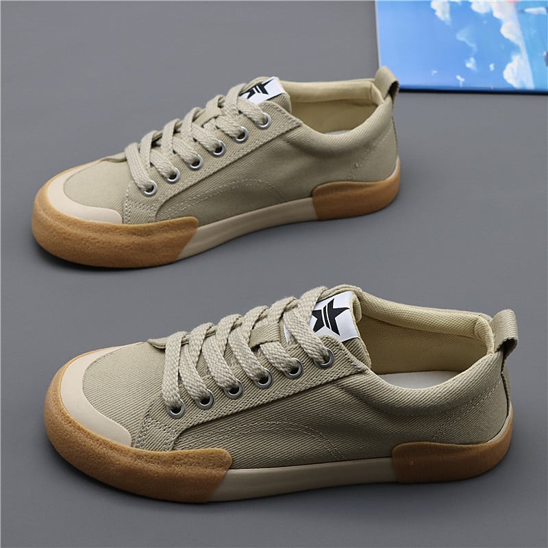 Vīriešu kanvas kurpes, korejiešu stila, elpojošas, ar šņorēm, gumijas zole