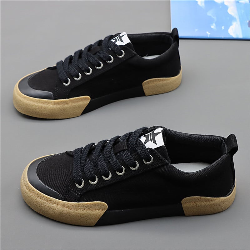 Vīriešu kanvas kurpes, korejiešu stila, elpojošas, ar šņorēm, gumijas zole