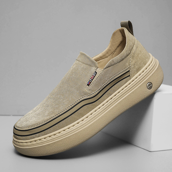 Loaferi bărbați cu talpă groasă, upper din plasă respirabilă, slip-on confortabil pentru condus, talpă din cauciuc, vârf rotund