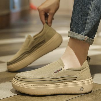 Loaferi bărbați cu talpă groasă, upper din plasă respirabilă, slip-on confortabil pentru condus, talpă din cauciuc, vârf rotund