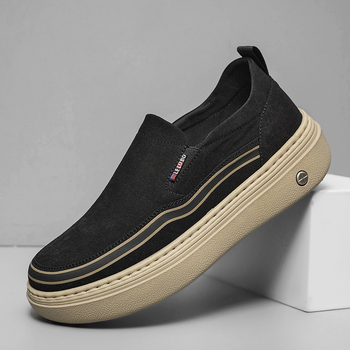 Loaferi bărbați cu talpă groasă, upper din plasă respirabilă, slip-on confortabil pentru condus, talpă din cauciuc, vârf rotund