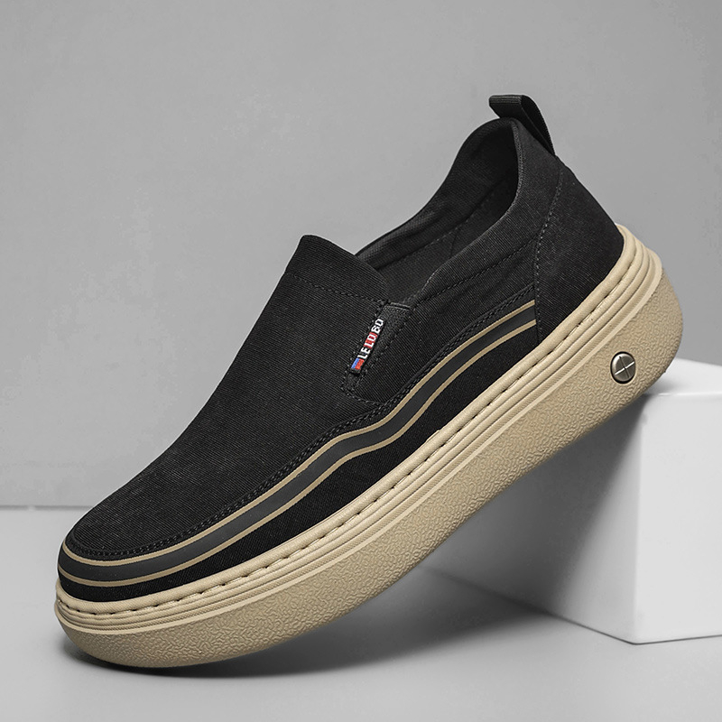 Loaferi bărbați cu talpă groasă, upper din plasă respirabilă, slip-on confortabil pentru condus, talpă din cauciuc, vârf rotund