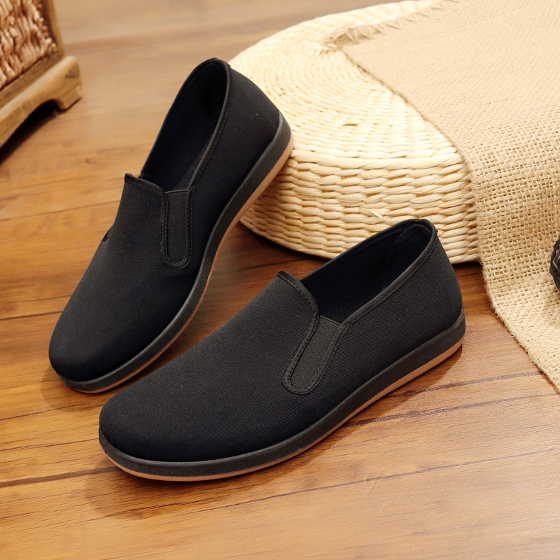 Мъжки платнени обувки с мека подметка, дишащи и издръжливи; кръгъл нос; горна част: памук; подметка: телешко сухожилие; вътрешен материал: памук; нисък профил