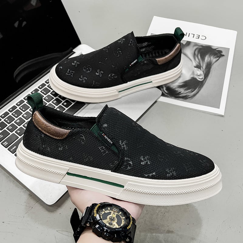 Vīriešu zemā profila ikdienas kurpes ar elpojošu auduma augšpusi, šņorēm, apaļš purns, gumijas zole