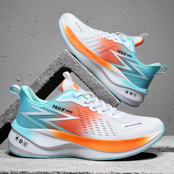 Pantofi de alergare cu partea superioară din plasă respirabilă, talpă intermediară amortizatoare, antiderapant, închidere cu șireturi