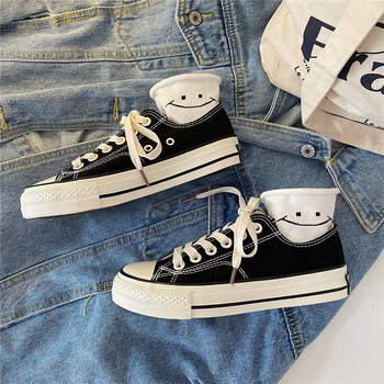 Unisex platna kurpes Korejas stilā, vulkanizēta gumijas zole, apaļš purns, zems griezums, priekšējā aizdare