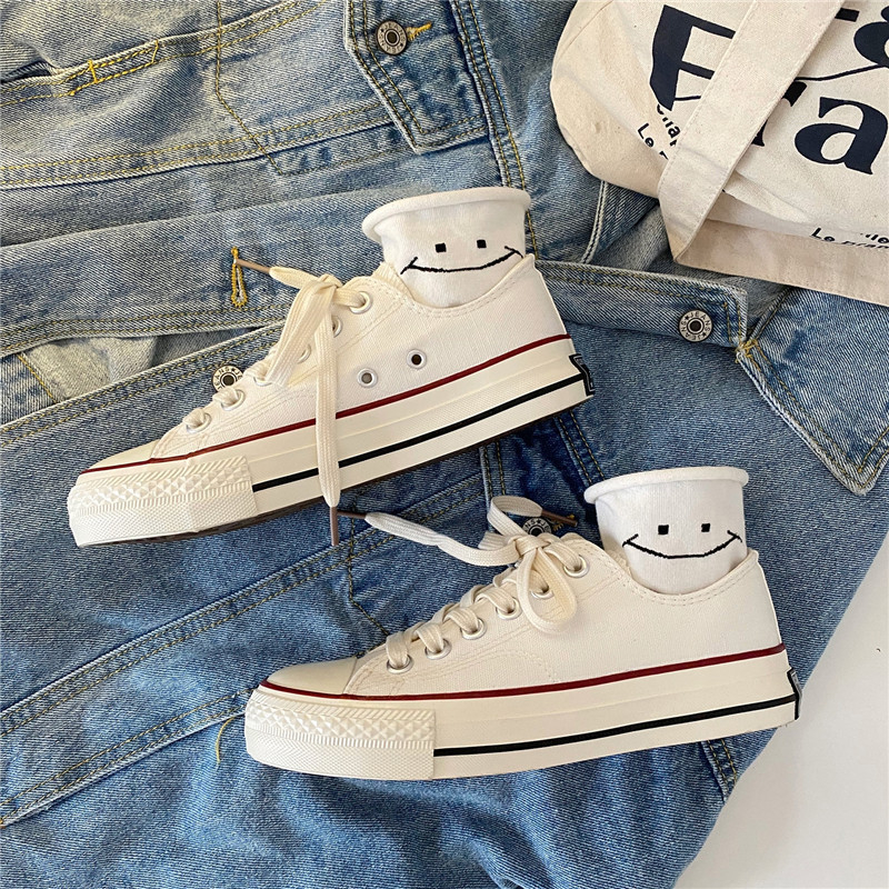 Unisex platna kurpes Korejas stilā, vulkanizēta gumijas zole, apaļš purns, zems griezums, priekšējā aizdare