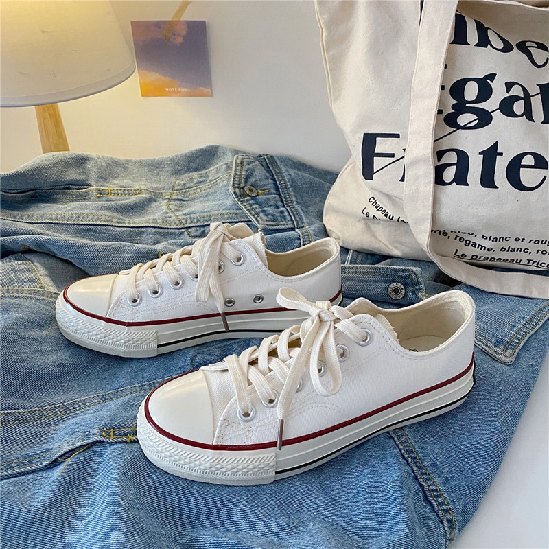 Unisex platna kurpes Korejas stilā, vulkanizēta gumijas zole, apaļš purns, zems griezums, priekšējā aizdare