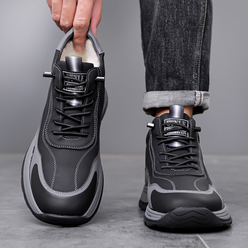 Vīriešu ziemas čības iekšējās čības ar bieza fleece odere, superfiber augšdaļa, gumijas zole, pretslīdošas, siltas, triecienu absorbēšana
