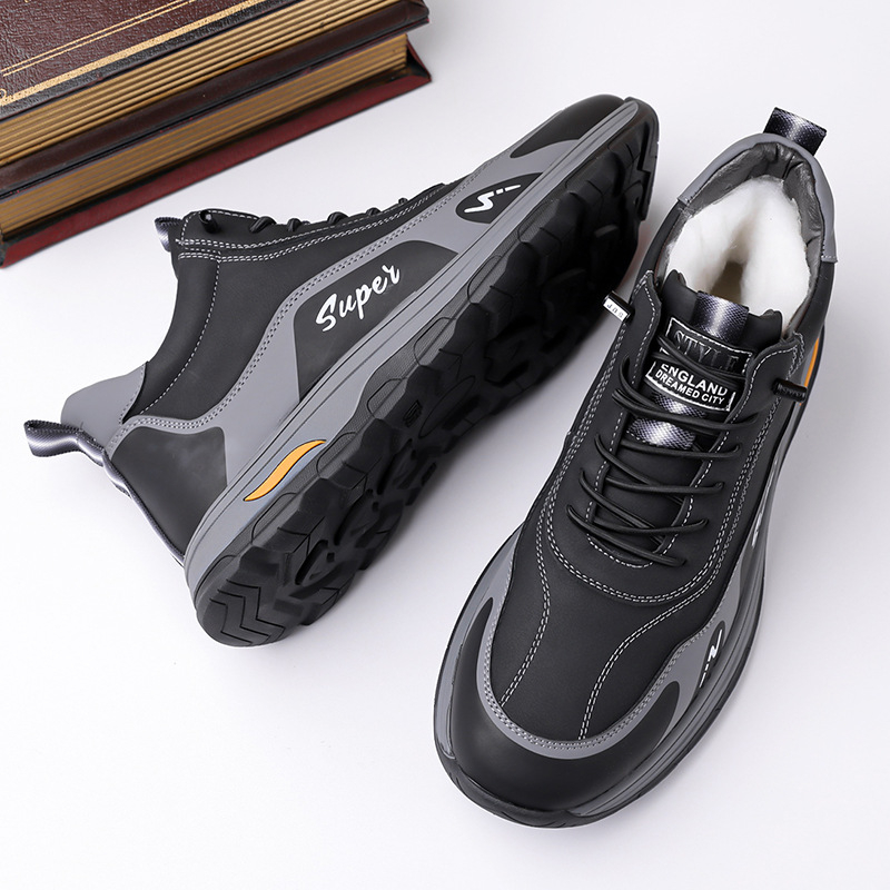 Vīriešu ziemas čības iekšējās čības ar bieza fleece odere, superfiber augšdaļa, gumijas zole, pretslīdošas, siltas, triecienu absorbēšana