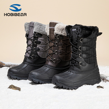 Habixiong Χειμωνιάτικα μποτάκια χιονιού – επενδυμένα με γούνα, θερμική μόνωση, στρογγυλός μύτης, ανθεκτική καουτσούκ σόλα, Unisex μποτάκια εργασίας εξωτερικού χώρου
