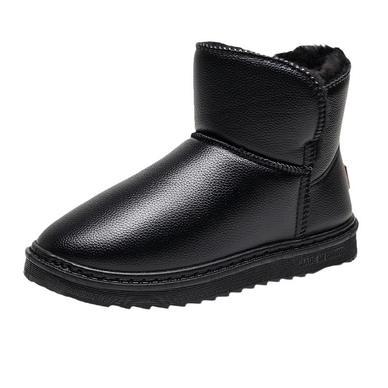 Sniega zābaki vīriešiem un sievietēm ar PU augšdaļu, mākslīgās pūkas iekšpuse, PVC zole, zems papēdis, apaļa pirksta forma