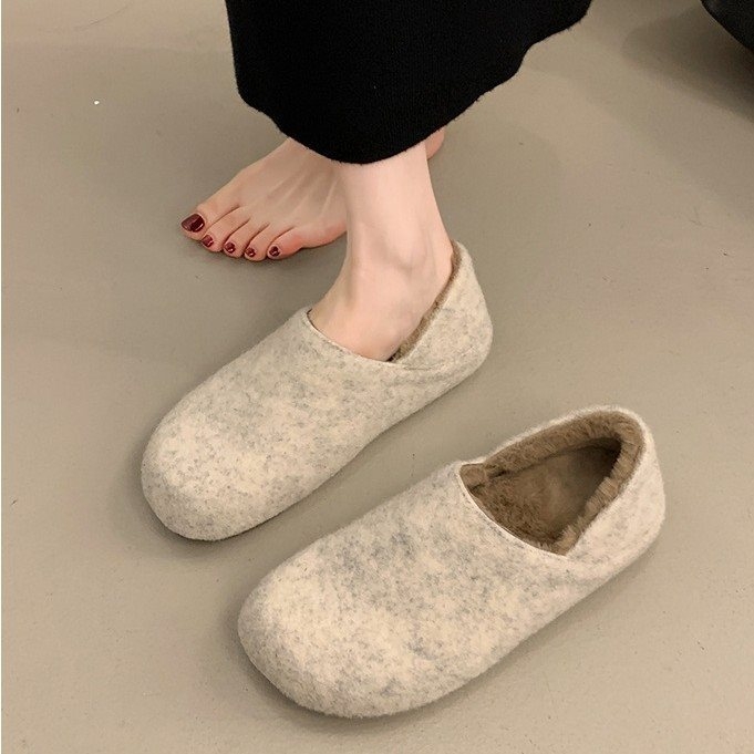 Velúr felsővel és pamut béléses női mules, slip-on, műanyag talp, lapos sarok 0–1 cm