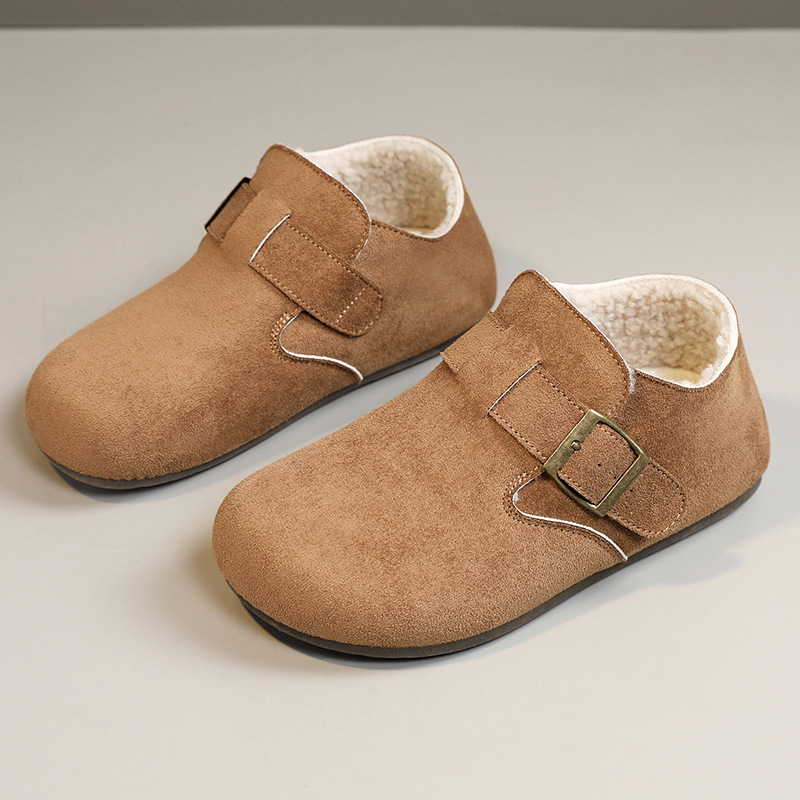 Ženske ravne cipele s flis podstavom, remen s kopčom, gornji dio od tekstila, EVA ulošak, gumeni đon