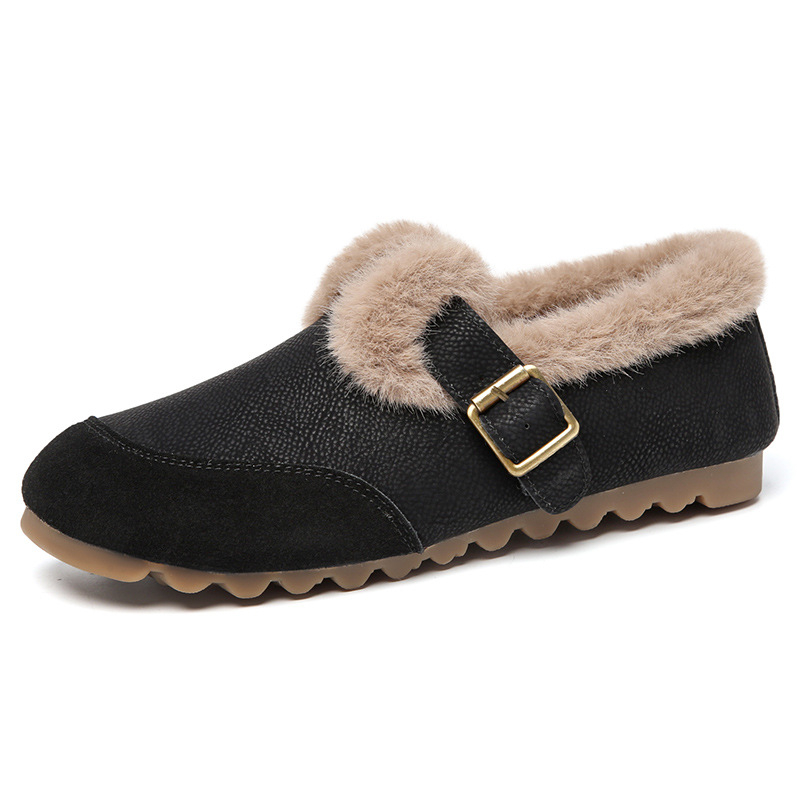 Ženske mokasine od mikrovlakana za zimu – zaobljeni vrh, niski potpetica 1–3 cm, unutarnji od umjetne krzna, spojna potplata