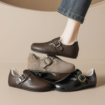 Power girl Ženske zimske cipele s umjetnim krznom u unutrašnjosti, debeli potplat, gornji dio od super vlakna, zatvaranje kopčom