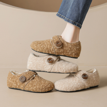 Power Girl γυναικείες Slip-On από σουέντ, χειμερινά παπούτια με επένδυση γούνας, χαμηλό προφίλ, καουτσούκ σόλα