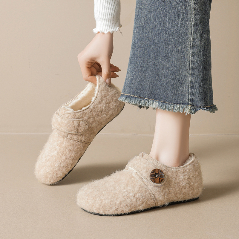 Power Girl γυναικείες Slip-On από σουέντ, χειμερινά παπούτια με επένδυση γούνας, χαμηλό προφίλ, καουτσούκ σόλα