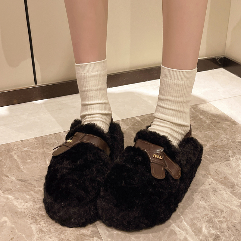 Ženske mokasine od semišne kože s umjetnim krznom, gumeni potplat, bez vezica, zimske cipele