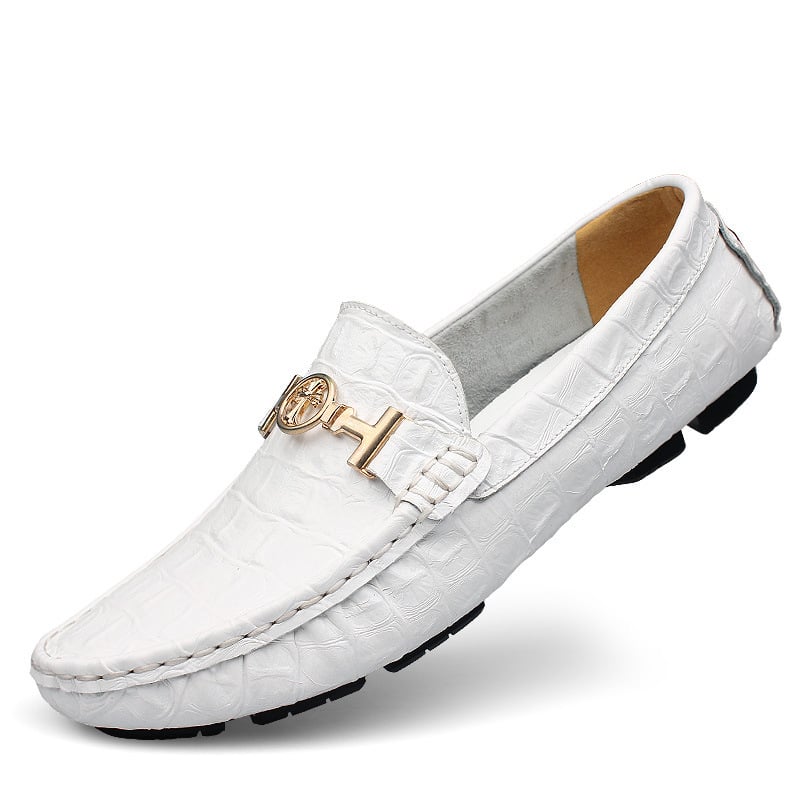 Loafers bărbați fără șireturi, din piele naturală de vită, vârf rotund, talpă din cauciuc respirabil, pantofi casual