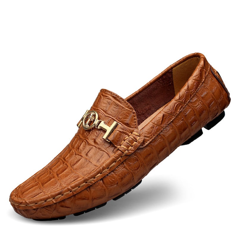 Loafers bărbați fără șireturi, din piele naturală de vită, vârf rotund, talpă din cauciuc respirabil, pantofi casual