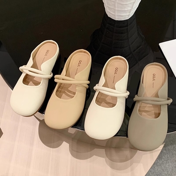 Ženske bean shoes, korejskog stila, okrugli vrh, PU gornji dio, niska peta 1–3 cm, gumeni potplat