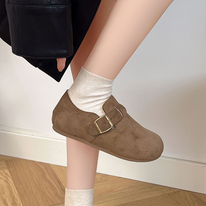 Moteriški medvilniniai batai su pūkine įdaila — žemas viršus, apvalus priekis, guma padas, žiema 2025