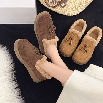 Moteriški medvilniniai batai su velūro viršutine dalimi, stora pada, apvali nosis, PVC pada