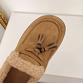 Moteriški medvilniniai batai su velūro viršutine dalimi, stora pada, apvali nosis, PVC pada