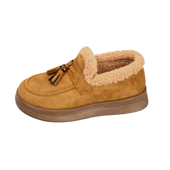 Moteriški medvilniniai batai su velūro viršutine dalimi, stora pada, apvali nosis, PVC pada