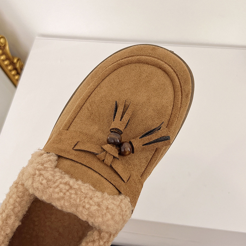 Moteriški medvilniniai batai su velūro viršutine dalimi, stora pada, apvali nosis, PVC pada