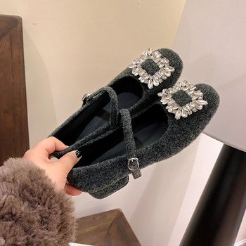 Дамски обувки Мери Джейн: кръгъл нос, нисък ток 1–3 см, горна част от супер фибър, гумирана подметка