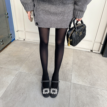 Дамски обувки Мери Джейн: кръгъл нос, нисък ток 1–3 см, горна част от супер фибър, гумирана подметка