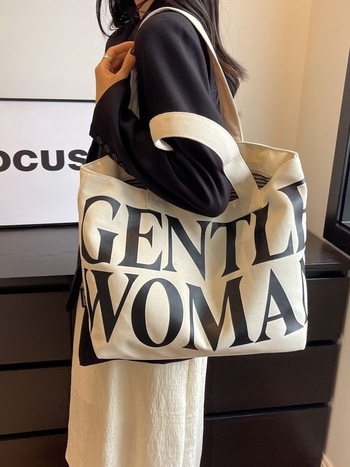 Platnena tote torba – vodoravni kvadratni oblik, zatvarač za otvaranje, unutarnja pretinica sa zatvaračem