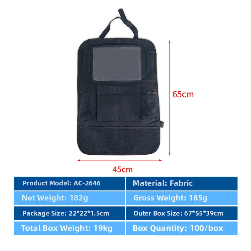 Automobilio galinės sėdynės laikymo krepšys, atsparus vandeniui, sulankstomas, kabinamas organizatorius, iš Oxford audinio, logotipo spausdinimas įmanomas